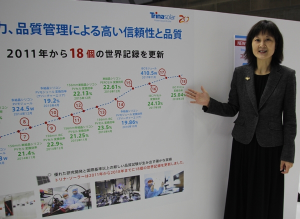올해 전시장을 찾은 트리나솔라재팬의 예 첸(Ye Chen) 사장 [사진=Industry News]