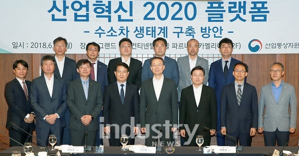 25일 산업부와 수소차 관련 업계가 산업혁신 2020 플랫폼 2차 회의를 열고 수소차 산업생태계 구축을 위한 협력방안을 논의했다.[사진=산업통상자원부]
