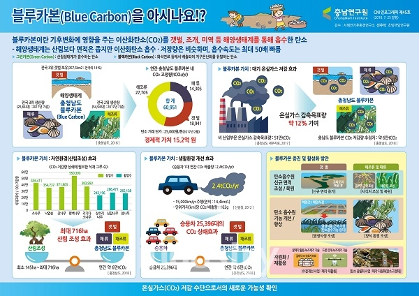 충남연구원이 ‘블루카본(Blue Carbon)을 아시나요!?’ 인포그래픽을 발표했다. [사진=충남연구원]
