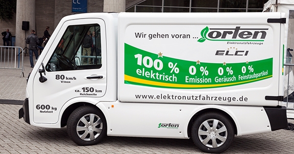 지난 2014년 독일 하노버에서 열린 상용차 전시회에 참가한 전기화물차 모습 [사진=dreamstime]