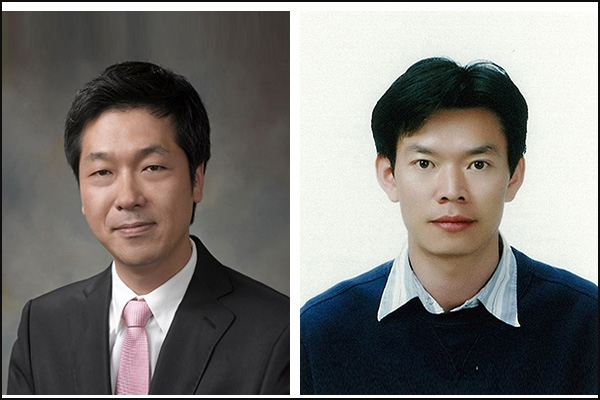 저온에서 실리콘을 합성하는 기술을 개발한 UNIST 에너지 및 화학공학부 곽상규 교수(왼쪽)와 포항공과대학교 박수진 교수(오른쪽) [사진=UNIST]