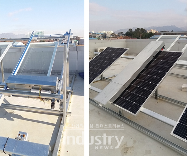 토브가 개발한 태양광 모듈 청소용 로봇 T-4000(왼쪽)과 T-1000S(오른쪽) 모습 [사진=토브]