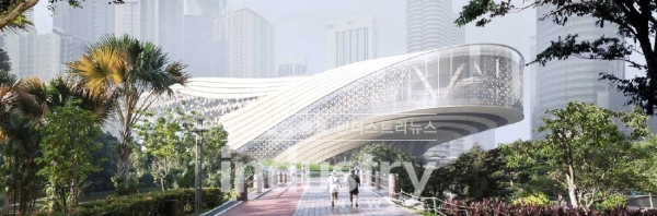 삼성물산이 공개한 말레이시아 쿠알라룸푸르 복합몰 건설 프로젝트 조감도. 동대문 디자인 플라자와 유사한 비정형 구조 디자인이 눈에 띤다. (이미지=삼성물산)