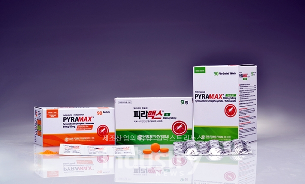 신풍제약의 차세대 말라리아 치료제 ‘피라맥스’. 정제와 과립 2종으로 출시돼 있다. [사진=신풍제약]