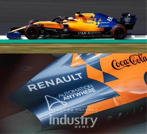 오토메이션애니웨어가 맥라렌 레이싱과 F1 파트너십을 체결했다. 오토메이션애니웨어는 지능형 디지털 워크포스를 통해 최첨단 기술의 집합체인 맥라렌 레이싱 팀의 비즈니스 프로세스를 최적화할 예정이다. [사진=오토메이션애니웨어]