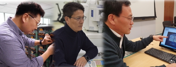 왼쪽부터 삼성전자 제조기술 부문 문영준 명장, 삼성전자 레이아웃 부문 이승권 명장, 삼성전기 정헌주 명장 [사진=삼성전자]
