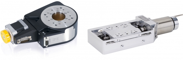 왼쪽부터 10-6hPa용 로테이션 스테이지 L-611, 10-9hPa용 리니어 스테이지 L-509의 모습 [사진=PI 코리아]