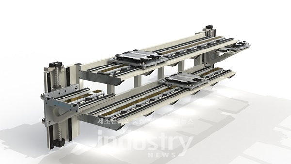 병렬구조로 수직 정렬된 2개의 생산라인. 제품을 단일방향으로 유지한다. [사진=헵코]