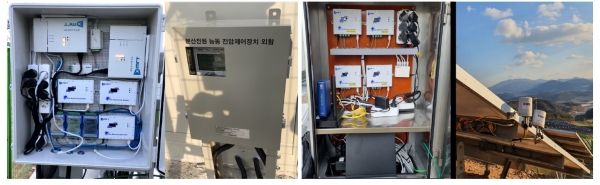 1MW 태양광발전소(50kW 인버터 21대) + DER-AVM 연동(왼쪽), 2MW 태양광발전소(50kW 인버터 40대) + 환경센서 [사진=엠알티]