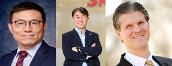 @ (왼쪽부터) 김필석 SK이노베이션 최고기술책임자(CTO) 겸 환경과학기술원장, 피승호 SK온 제조총괄, 폴 딜레이니 미 대관 총괄. / 사진=SK그룹
