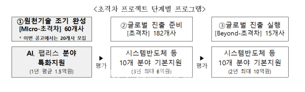 초격차 프로젝트 단계별 프로그램[사진=중소벤처기업부]<br>