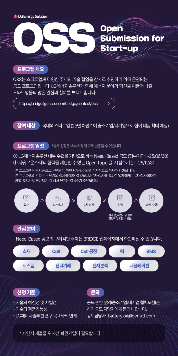LG에너지솔루션 OSS(Open Submission for Start-up) 공모포스터./이미지=LG에너지솔루션