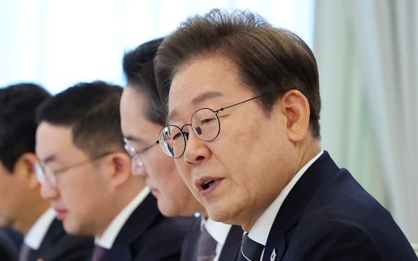 이재명 대통령이 13일 서울 용산 대통령실에서 열린 6경제단체·기업인 간담회에서 발언하고 있다. /사진=대통령실통신사진기자단