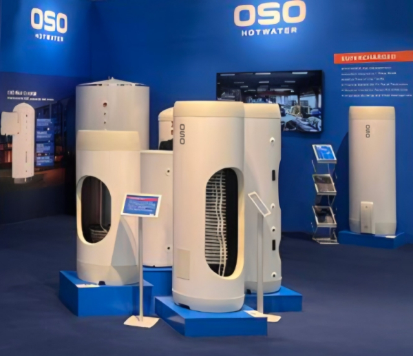 올해 초 독일 프랑크푸르트에서 열린 세계 최대 규모 냉난방공조 전시회인 ‘ISH 2025’에 참가한 OSO의 부스 전경./사진=LG전자