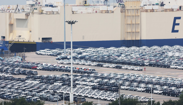 경기도 평택항에 수출용 자동차가 세워져 있다./사진=연합뉴스