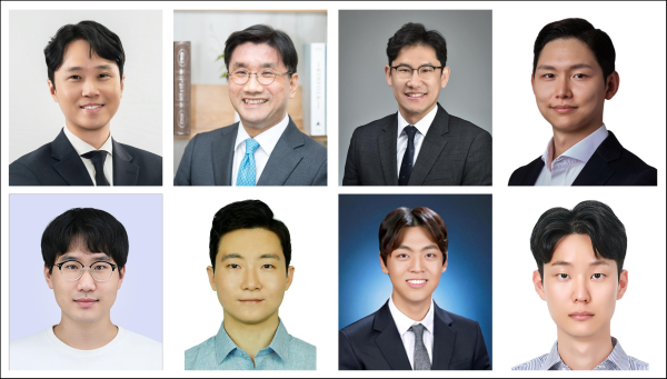 (윗줄 왼쪽부터) 고려대 신소재공학부 남대현 교수(교신저자), 서울대 재료공학부 주영창 교수(교신저자), 서울대 화학생물공학부 박정원 교수(교신저자), 고려대 KU-KIST 융합대학원 백서인 교수(교신저자), (아랫줄 왼쪽부터) 서울대 재료공학부 김인태 석박통합과정(제1저자), 서울대 재료공학부 이기백 박사(제1저자), 서울대 화학생물공학부 김성인 박사(제1저자), 서강대 화공생명공학과 정현동 석박통합과정(제1저자)./사진=고려대학교