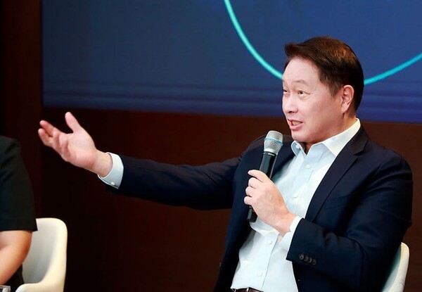 최태원 SK그룹 회장이 지난해 8월 열린 이천포럼에서 발언하고 있다. /사진=SK그룹