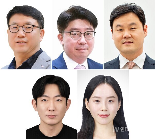 2025년 9월5일 서울시 중구 프레스센터에서 열리는시상식에서 '제7회 인터넷선거보도상'을 수상하게 된 인더스트리뉴스 편집국 소속 (왼쪽 위부터) 이주엽, 한원석, 서영길, 홍윤기, 김은경 기자. /사진=인더스트리뉴스