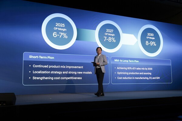 이승조 현대자동차 재경본부장(CFO) 부사장이 '2025 현대차 CEO 인베스터 데이'에서 발표하고 있다./사진=현대자동차