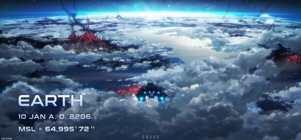 카오스제로나이트메어의 배경은 2206년의 우주다. 카제나의 배경속에서 지구는 카오스라는 재앙에 오염되어 살 수 없는 별이 돼버렸다. 주인공은 나이트메어호의 함장으로서 카오스를 제거하는 임무를 수행한다./캡처=문기수 기자