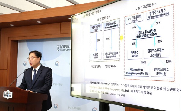 이병건 공정거래위원회 기업거래결합심사국장이 지난 18일 정부세종청사 공정위 기자실에서 기업집단 신세계와 중국 알리바바 그룹이 합작회사를 설립해 지마켓과 알리익스프레스코리아를 공동으로 지배하는 기업결합을 심사한 결과를 발표하고 있다./사진=연합뉴스