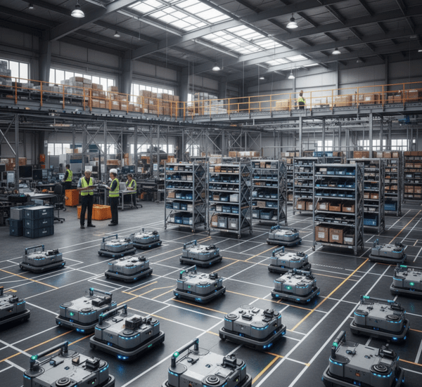 물류공장을 누비는 AMR 이미지 [사진은 AI로 생성]