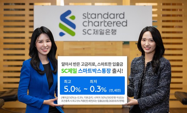  SC제일은행은 예치금을 알아서 절반으로 나눠 최고 5.0%(연, 세전)의 금리를 제공하는 ‘SC제일 스마트박스통장’을 출시했다./ 사진 = SC제일은행<br>