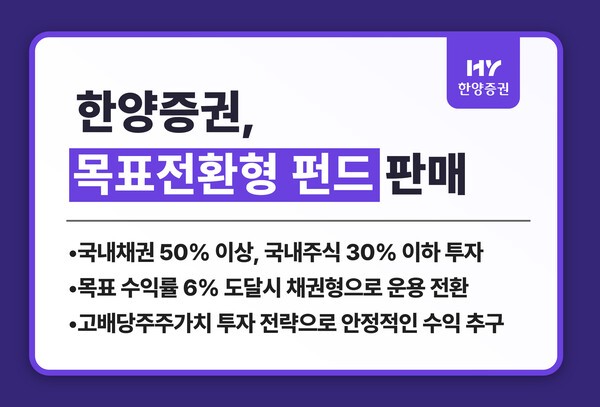 한양증권, 목표전환형 펀드 출시...목표수익률 6% 달성 시 채권형 전환 - 뉴스 썸네일 이미지